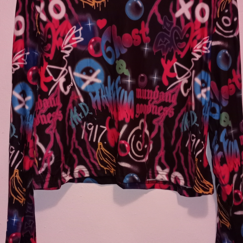 #5. SHEIN Top Shirt Letter All Over Print Tee 3X - Picture 7 of 8